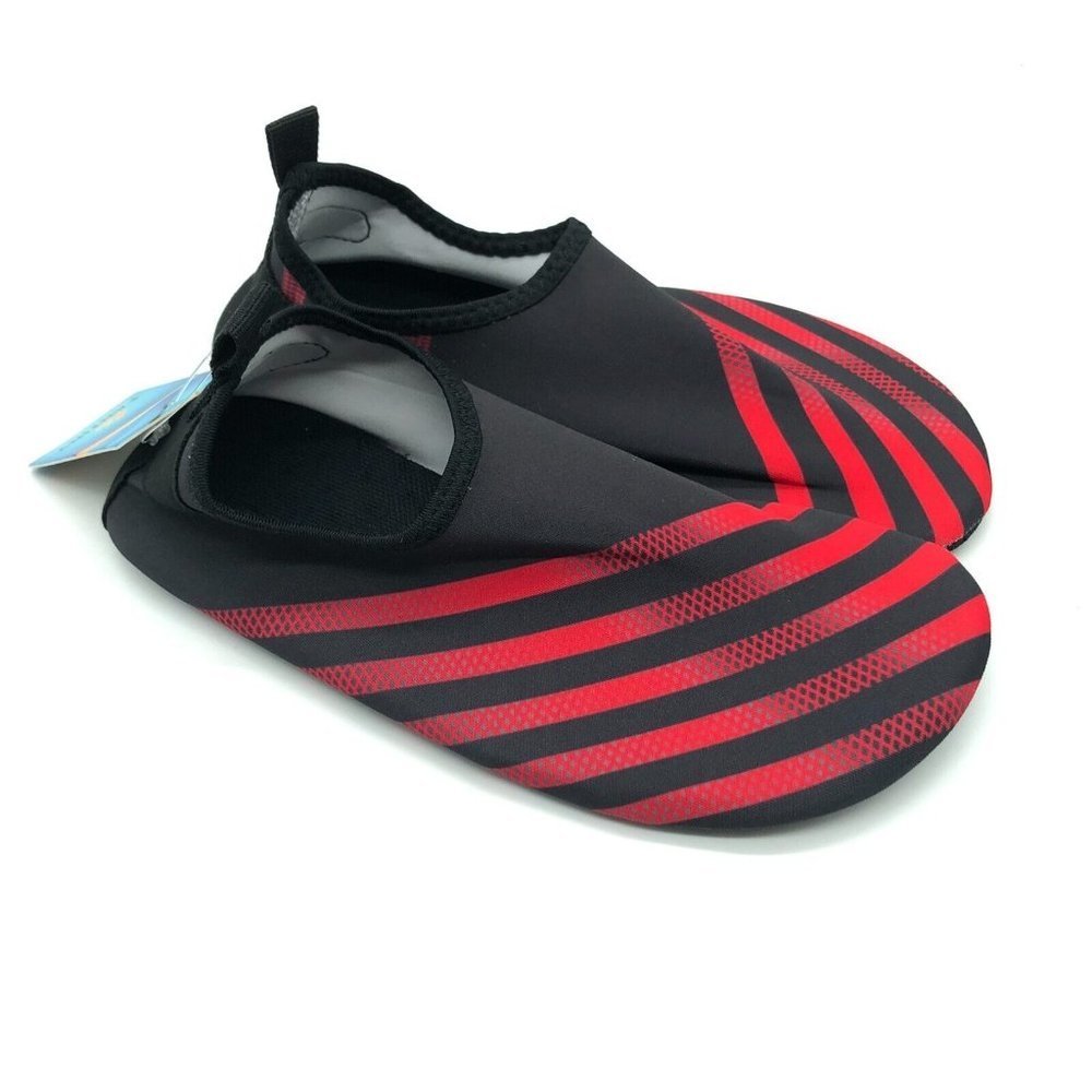 Fantiny Boys Water Shoes Slip On Fabric Striped Black Red 34/35 US 1/2